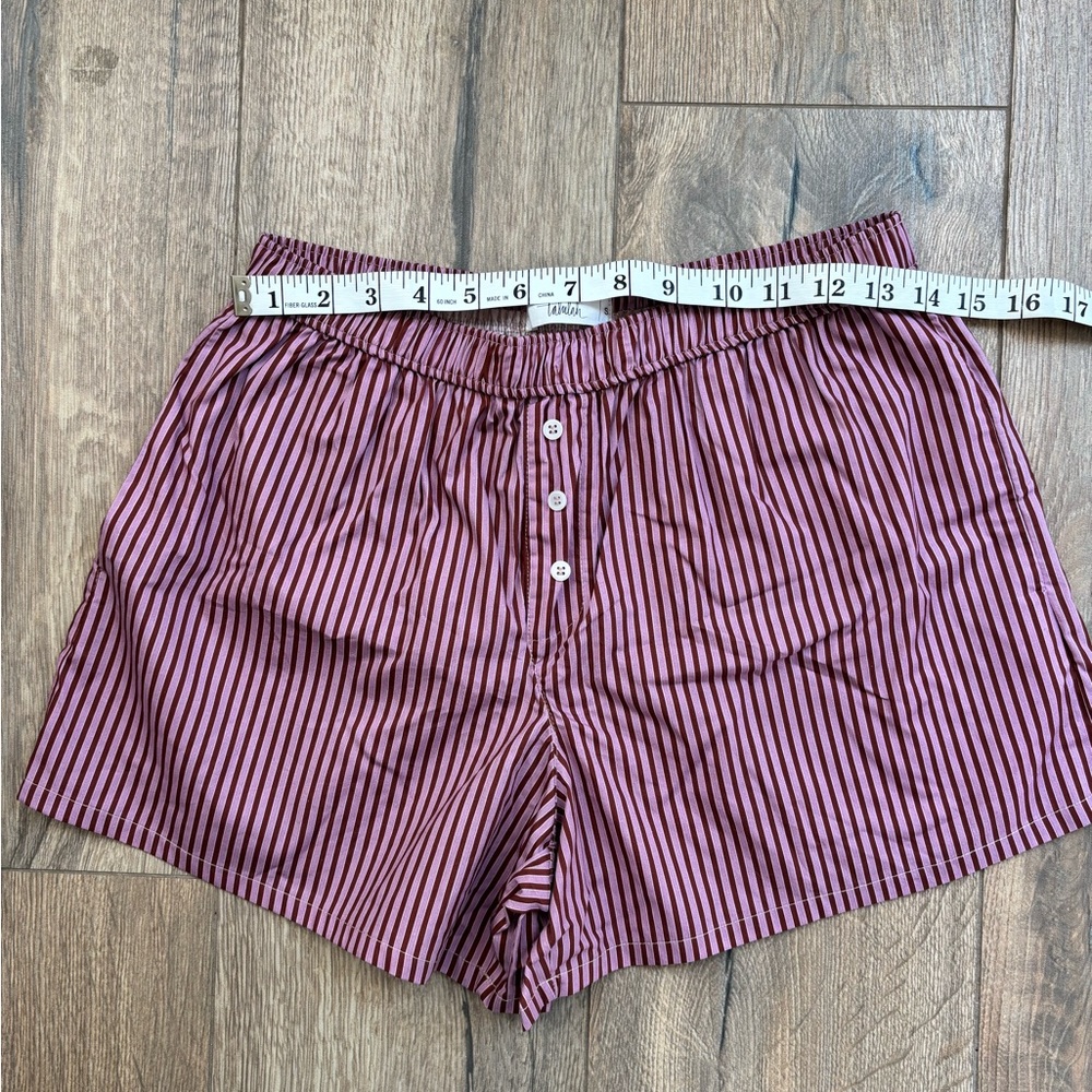 TALULAH High Waist Striped Pink Maroon Pajama Shorts Boxer Women Small Cotton - Picture 7 of 8
